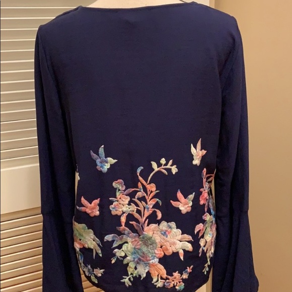 Karen Kane Embroidered Top in Navy - Picture 7 of 16